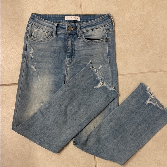 Flying Monkey Light Blue Distressed Skinny Jeans - Picture 1 of 6